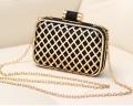 晚宴party流金頂級手拿包 - 金屬菱格-黑色