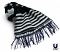 拼色毛線圍巾-黑白色
