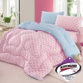 3M 吸濕排汗羽絲絨被 - 粉紅波點 + 淺藍色